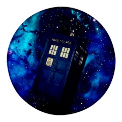 Tardis Doctor Who Space Galaxy Round Glass Fridge Magnet (4 Pack) by Cendanart