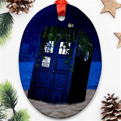Stuck Tardis Beach Doctor Who Police Box Sci-fi Oval Ornament (two Sides) by Cendanart
