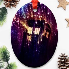 Tardis Regeneration Art Doctor Who Paint Purple Sci Fi Space Star Time Machine Oval Ornament (two Sides) by Cendanart