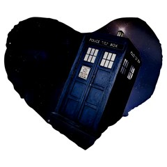 Tardis Doctor Who Planet Large 19  Premium Heart Shape Cushions by Cendanart