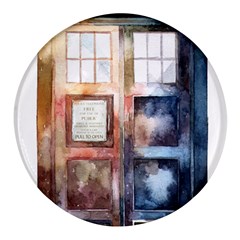 Tardis Doctor Who Round Glass Fridge Magnet (4 Pack) by Cendanart