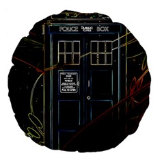 Tardis Doctor Who Magic Travel Macine Fantasy Large 18  Premium Flano Round Cushions by Cendanart