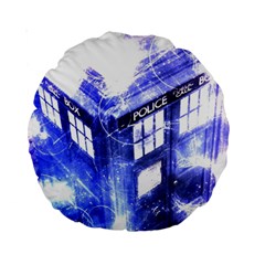 Tardis Doctor Who Blue Travel Machine Standard 15  Premium Round Cushions by Cendanart