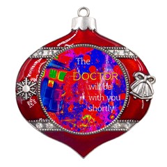 Doctor Who Dr Who Tardis Metal Snowflake And Bell Red Ornament by Cendanart