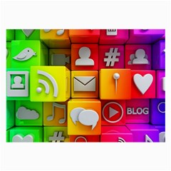 Colorful 3d Social Media Large Glasses Cloth (2 Sides) by Ket1n9