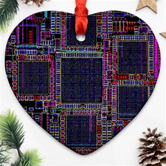 Cad Technology Circuit Board Layout Pattern Heart Ornament (two Sides) by Ket1n9