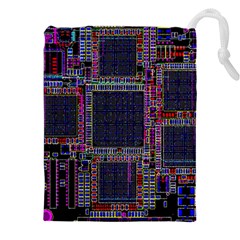 Cad Technology Circuit Board Layout Pattern Drawstring Pouch (5xl) by Ket1n9