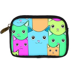 Cat Animals Cartoon Pattern Digital Camera Leather Case by Cendanart