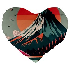 Mountain Landscape Sky Fuji Nature Large 19  Premium Heart Shape Cushions by Cendanart