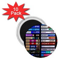 Vintage Cassette Music Old Record Retro Tape 1 75  Magnets (10 Pack)  by Cendanart