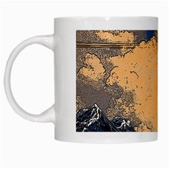 Wave Aesthetic Ocean Retro Sea Vintage White Mug by Cendanart