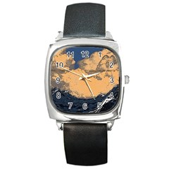 Wave Aesthetic Ocean Retro Sea Vintage Square Metal Watch by Cendanart