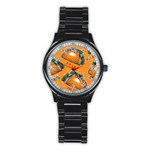 Seamless Pattern With Taco Stainless Steel Round Watch Front
