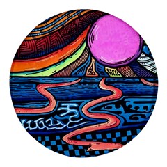 Grateful Dead Wallpaper Round Glass Fridge Magnet (4 Pack) by Cendanart
