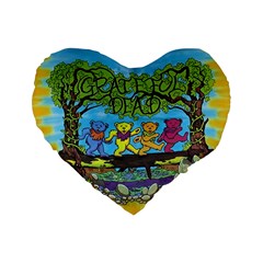 Dancing Bears Grateful Dead Standard 16  Premium Flano Heart Shape Cushions by Cendanart