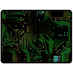 Circuits Circuit Board Green Technology Two Sides Fleece Blanket (large) by Ndabl3x