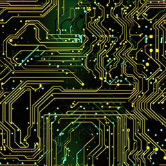 Circuits Circuit Board Yelow Play Mat (square) by Ndabl3x