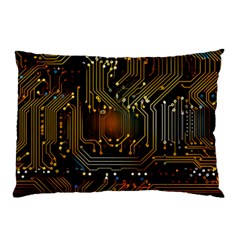 Circuits Circuit Board Orange Technology Pillow Case by Ndabl3x