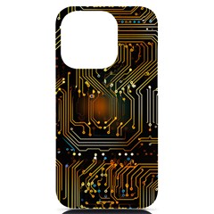 Circuits Circuit Board Orange Technology Iphone 14 Pro Black Uv Print Case by Ndabl3x