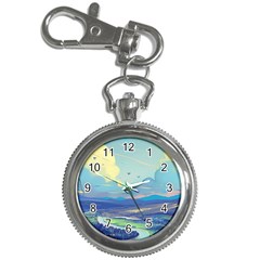 Mountains And Trees Illustration Painting Clouds Sky Landscape Key Chain Watches by Cendanart