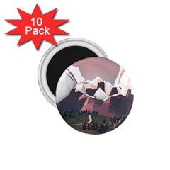 White And Brown Mountain Illustration Digital Art 1 75  Magnets (10 Pack)  by Cendanart