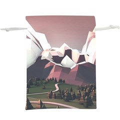 White And Brown Mountain Illustration Digital Art Lightweight Drawstring Pouch (xl) by Cendanart