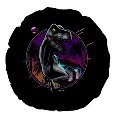 Style Dinosaur  80s Synth Retrowave Large 18  Premium Flano Round Cushions by Cendanart
