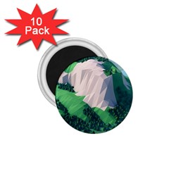 Green And White Polygonal Mountain 1 75  Magnets (10 Pack)  by Cendanart