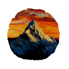 Snow Capped Mountain Himalayas Clouds Landscape Nature Standard 15  Premium Round Cushions by Cendanart