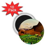 River Between Green Forest With Brown Mountain 1 75  Magnets (10 Pack)  by Cendanart