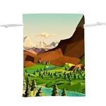 River Between Green Forest With Brown Mountain Lightweight Drawstring Pouch (XL) Back