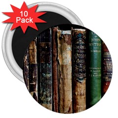 Assorted Color Books Old Macro 3  Magnets (10 Pack)  by Cendanart