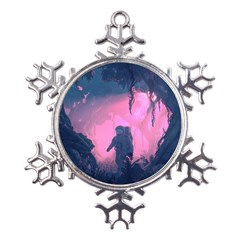 Beeple Astronaut Spacesuit 3d Digital Art Artwork Jungle Metal Large Snowflake Ornament by Cendanart