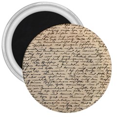 Close Up Photo Of Black Text Old Handwriting Leave Old Script 3  Magnets by Cendanart