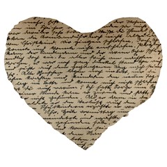Close Up Photo Of Black Text Old Handwriting Leave Old Script Large 19  Premium Heart Shape Cushions by Cendanart