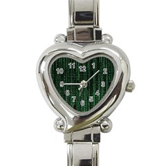 Green Matrix Code Illustration Digital Art Portrait Display Heart Italian Charm Watch by Cendanart