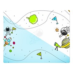 Astronaut Spaceship Two Sides Premium Plush Fleece Blanket (large) by Bedest