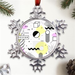 Graphic Design Geometric Background Metal Large Snowflake Ornament by Bedest