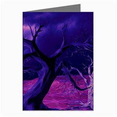 Forest Night Sky Clouds Mystical Greeting Cards (pkg Of 8) by Bedest