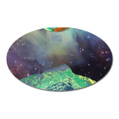 Psychedelic Universe Color Moon Planet Space Oval Magnet by Cendanart