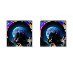 Aesthetic Psychedelic Drawings Art Acid Space Cufflinks (square) by Cendanart