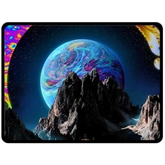 Aesthetic Psychedelic Drawings Art Acid Space Fleece Blanket (large) by Cendanart