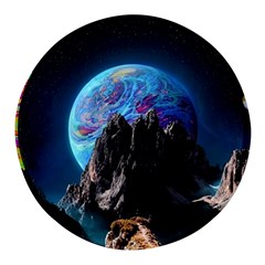 Aesthetic Psychedelic Drawings Art Acid Space Round Glass Fridge Magnet (4 Pack) by Cendanart