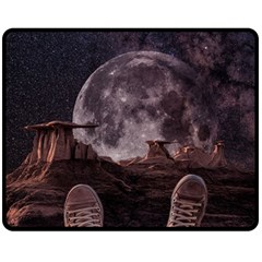 In The Cosmos Moon Sci-fi Space Sky Two Sides Fleece Blanket (medium) by Cendanart