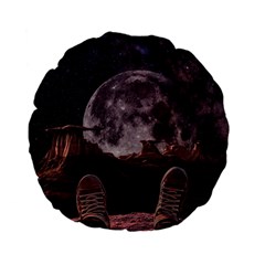 In The Cosmos Moon Sci-fi Space Sky Standard 15  Premium Flano Round Cushions by Cendanart
