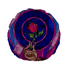 Enchanted Rose Stained Glass Standard 15  Premium Round Cushions by Cendanart