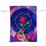 Enchanted Rose Stained Glass Lightweight Drawstring Pouch (XL) Back