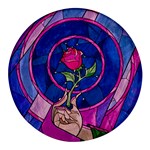 Enchanted Rose Stained Glass Round Glass Fridge Magnet (4 pack) Front
