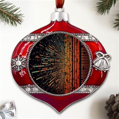 Data Abstract Abstract Background Background Metal Snowflake And Bell Red Ornament by Cendanart