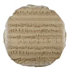 Vintage Beige Music Notes Large 18  Premium Flano Round Cushions by Cendanart